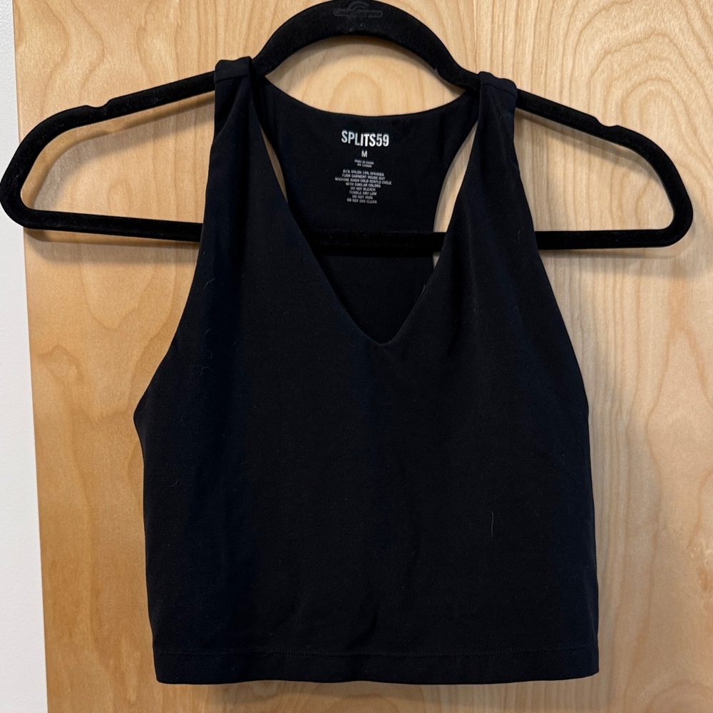 Splits59 Black Racerback Sports Bra,SIZE M